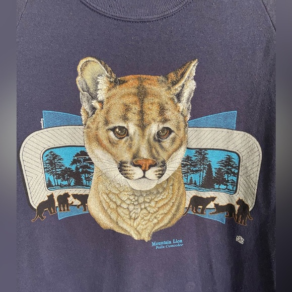 Vintage 90s Cougar Mountian Lion Crewneck Sweatshirt Jerzees Made In USA XXL - Picture 2 of 14